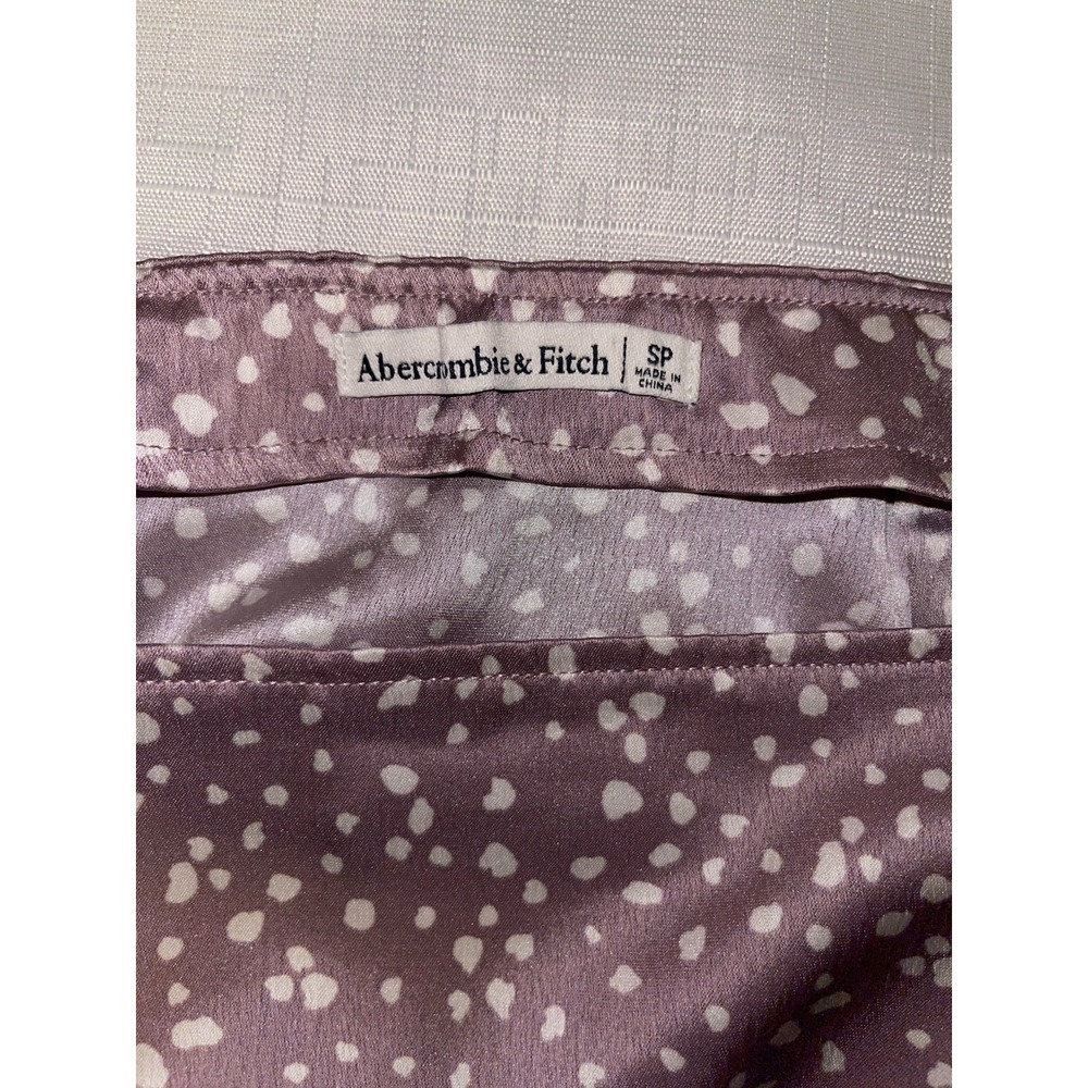 Abercrombie & Fitch Satin Midi Skirt Small Purple White Polka Dot Front Slit Y2K - Picture 6 of 8